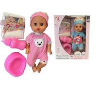 Bambola che Beve e fa Pipì Parlante con Vasino, Biberon, Pannolino - Bambolotto 32 cm con Pigiama, Piangente, Chiude gli Occhi, Chiama Mamma Papa', Ciuccia come un Bambino Vero