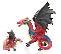 Bambola del Drago della Terra,Dragone volante decorazione, personaggi del giocattolo del drago della terra,Occidentale Mitologia Modello Animale Regalo di compleanno per bambini(Rosso,17*13*12.8CM )