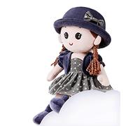 Bambola di chiffon da ragazza carina giocattolo in peluche per neonato, bambola da principessa, cappello e vestiti staccabili, regalo per ragazze da 0 anni + regalo per compleanno, battesimo, San