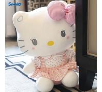 Bambola di peluche con vestito floreale a tema Hello Kitty, bambola morbida di KT Cat con fiocco, bambola confortevole, regalo di compleanno per ragazze, decorazione per la casa 35cm,23 centimetriPoli