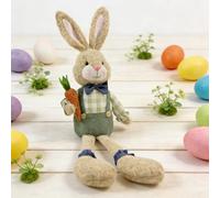 Bambola di peluche coniglietto di Pasqua con le gambe lunghe, statuetta di coniglietto di peluche Figurine da collezione ripiene per la decorazione domestica e figura di coniglietti pasquali da tavolo