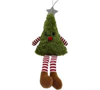 Bambola di peluche per albero di Natale, con gambe estese, per feste, decorazioni leggere e facili da appendere (verde)