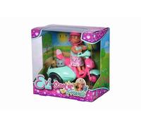 Bambola EVI LOVE sullo scooter con cagnolino e gattino, 12 cm