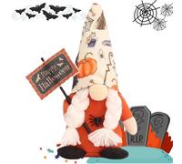 Bambola gnomo di Halloween con motivo pipistrello, decorazione in tessuto per casa, feste, finestre, 22 x 13 cm, ornamento in peluche, idea regalo (1 pezzo) (A)