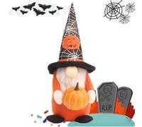 Bambola gnomo di Halloween con motivo pipistrello, decorazione in tessuto per casa, feste, finestre, ornamento in peluche, 30 x 12 cm, idea regalo (1 pezzo) (B)
