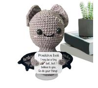 Bambola Halloween a maglia, uncinetto fatto a mano, un divertente abbraccio tascabile positivo con carta, giocattolo a pipistrello a maglia morbida per bambini, adulti, amici, uomini, regalo per donne