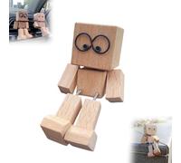 Bambola in legno a forma di uomo che scuote il legno, simpatica bambola di legno a forma di uomo in legno, decorazione divertente per cruscotto dell'auto, decorazione creativa da scrivania, regalo per
