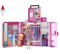 Barbie Fashionistas Armadio dei Sogni Playset con bambola bionda, largo più di 60 cm, 15+ aree per riporre gli accessori, specchio, scivolo per biancheria, accessori, Giocattolo per Bambini 3+ Anni