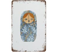 Bambola nidificante per la cameretta dei bambini, bambole di settembre, animali domestici, piccoli animali, cartello decorativo da parete, regalo per donne e uomini. 8x12 pollici