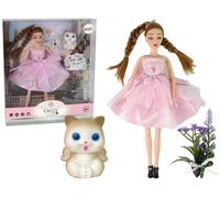 Bambola per Bambini Emily Treccine Gatto Fiori