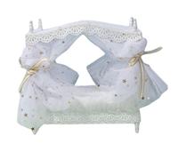 Bambola per le bambole per la principessa 1:12 Scala del letto di bambola simulato con tenda e cravatta mobili per la casa decorativa per gli appassionati, bianco