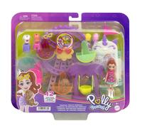 Polly Pocket Bambola e set da gioco, tropicale, giocattolo alimentare di Carnevale contiene bambola da 7,6 cm, 1 cucciolo, 10 accessori e ruota panoramica