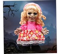 Bambola raccapricciante da 11, 8 pollici di bambola di Halloween animata da una spaventosa con occhi illuminati, suoni horror, movimenti, orrore a batteria per la casa di Halloween hounted Hou