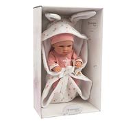 Bambola Reborn Arias 33 cm Rosa con Coperta Orecchie Rosa e Ciuccio Fatta a Mano