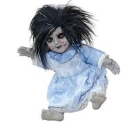 Bambola Seduta Con Faccia Luminosa E Suoni Terrificanti E Voce Attivati per Cortile Display Decorazioni Fantasma Passerella Bambola