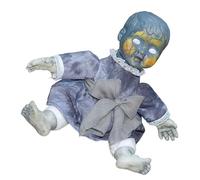 Bambola seduta con viso incandescente e suoni terrificanti e attivazione vocale per esposizione del portico del cortile decorazioni Suono attivato Animatronic