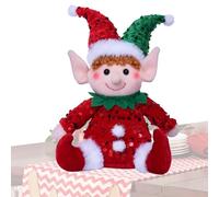 Bambola seduta di Natale - Adorabile statuetta di paillettes, ornamento per la tavola, morbido peluche, scultura glitterata di alta qualità | Decorazione perfetta per la celebrazione d