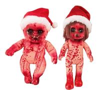 Bambola spaventosa, 2 PC bambola inquietante Bloody Mort Girl & Boy Halloween Scary Haunted Hanging Pvc Portable Horror Dolls for Haunted House, Prank Game