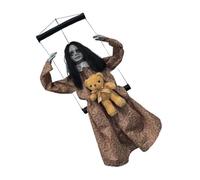 Bambola spettrale attivata dalla voce con LED occhio Decorazione Halloween suono attivato Figura spettrale appesa facile installazione Animatronic Halloween