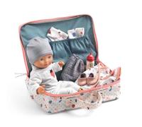 Djeco Bambola Vaniglia in valigetta | POMEA Bambola 32 cm con accessori, corpo morbido, occhi notturni, vestiti e accessori | a partire dai 18 mesi, set di bambole da viaggio