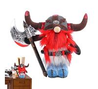 Bambola vichinga per bambini, vichingo,Figura di peluche nano vichingo - Tenendo l'ascia e lo scudo e indossando il mantello, decorazione in miniatura del guerriero svedese medievale per decorazioni d