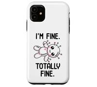 Bambola voodoo di Halloween Kawaii con scritta "I'm Fine Totally Fine Custodia per iPhone 11