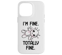 Bambola voodoo di Halloween Kawaii con scritta "I'm Fine Totally Fine Custodia per iPhone 14 Pro Max