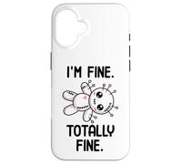 Bambola voodoo di Halloween Kawaii con scritta "I'm Fine Totally Fine Custodia per iPhone 16