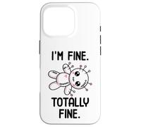 Bambola voodoo di Halloween Kawaii con scritta "I'm Fine Totally Fine Custodia per iPhone 16 Pro