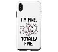 Bambola voodoo di Halloween Kawaii con scritta "I'm Fine Totally Fine Custodia per iPhone XS Max