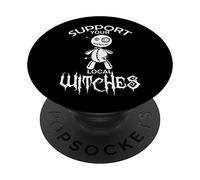 Bambola voodoo di Halloween "Sostieni le tue streghe locali" PopSockets PopGrip Adesivo