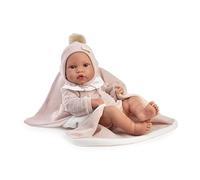 Bambole Antonio Juan Neonato Erika con Toquilla Rosa, Bambola Bambino Realistico con Coperta e Accessori