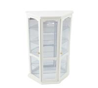 Bambole Casa Bianco a Specchio Cina Curio Display Cabinet Miniatura Shop Mobili