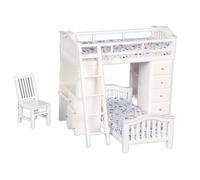 Bambole Casa Bianco Letto a Castello Set Con Sedia Scrivania Miniatura Teen da