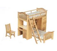 Bambole Casa Letto a Castello Set Rovere Chiaro Alto Sleeper Miniatura da Mobili