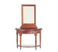 Bambole Casa Mezza Luna Noce Legno Demi Tavolo E Specchio Miniatura Sala Mobili