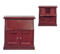 Bambole Casa Mogano Segretaria Bureau Scrivania Miniatura Ufficio Studio Mobili
