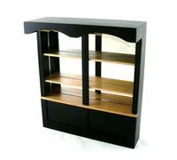 Bambole Casa Nero 1950's a Specchio BAR da Negozio 2 Bay Display Cabinet 1:12