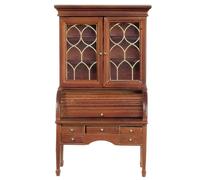 Bambole Casa Noce Coloniale Bureau Scrivania E Libreria 1:12 Studio Ufficio