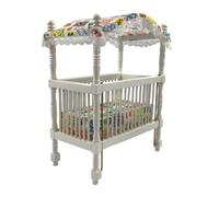 Bambole Casa Patchwork Tettuccio Culla/Lettino Culla Miniatura Bianco Vivaio