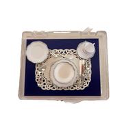 Bambole Casa Place Setting Chrysnbon Stoviglie Set Argento Orlo Miniatura 1:12