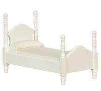 Bambole Casa Singolo Letto Narrow Legno Bianco Mobili Camera da 1:12 Scala Per