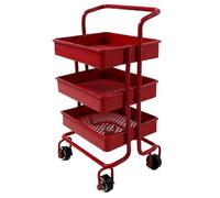 Bambole Casa Utilità Cart Contenitore Trolley 3 Livello Rollare Organiser Rosso