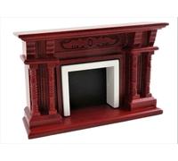 Bambole Casa Vittoriano Mogano Doppio Doppia Colonna Caminetto 1:12 Scala Mobili