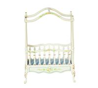 Bambole Casa Vittoriano Tettuccio Culla Blu Bianco 1: 62.2cm JBM Vivaio Mobili