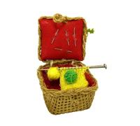 Bambole Casa Wicker Cucito Maglia Cestino Miniatura 1:12 Mano Fatto Accessorio