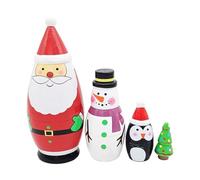 Bambole che nidificano sull'albero di Natale, bambole che nidificano per le vacanze | Bambole impilabili in legno fatte a mano | Simpatiche bambole russe di nidificazione natalizie impilabili giocatto