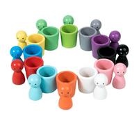 Bambole con mollette in tazze - Tazze impilabili con ordinamento sensoriale in legno Mmontessori | Rainbow Color Matching Sorting Peg Dolls Giocattolo per bambini che imparano il colore