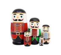 Bambole da nidificazione in legno - Set di figurine fatte a mano da 5 pezzi, legno resistente, modello dal design artistico | Ornamento da tavolo per espositore, soggiorno, caminetto, ca
