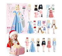 Bambole di carta magnetiche, bambole magnetiche da vestire,Fai finta e gioca a un giocattolo da viaggio - Bambola di carta portatile da vestire da principessa, regalo facile da impugnare per bambine d